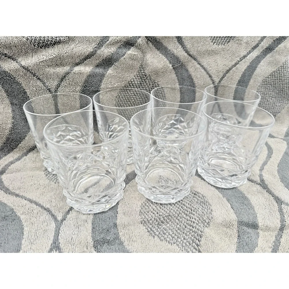 Lot of 7 Vintage Lead Crystal Diamond Cut Old Fashioned Rocks Glasses - Picture 3 of 14